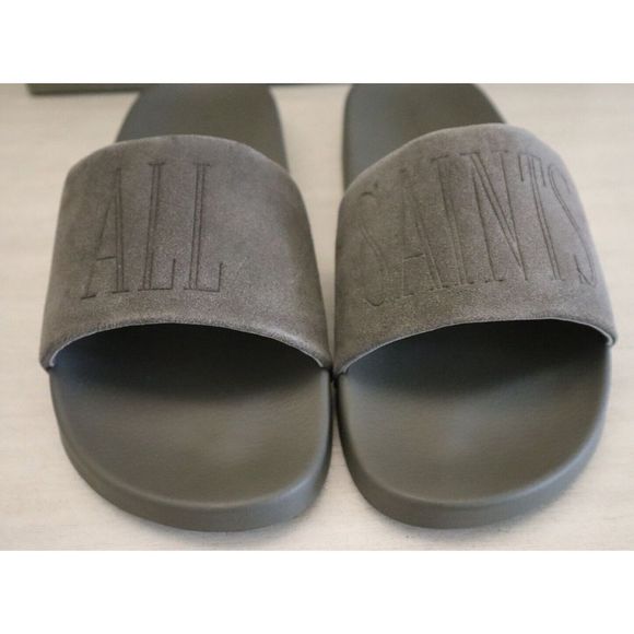 ALLSAINTS 34ZM0180 Men\'s Sz 10M Charcoal Gray Sunland Suede Slide Sandals main image 8